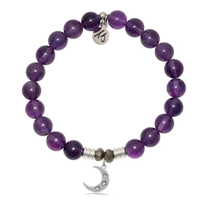 Amethyst Gemstone Bracelet with Friendship Stars Sterling Silver Charm