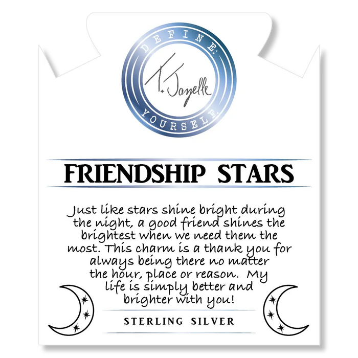 Amethyst Stone Bracelet with Friendship Stars Sterling Silver Charm