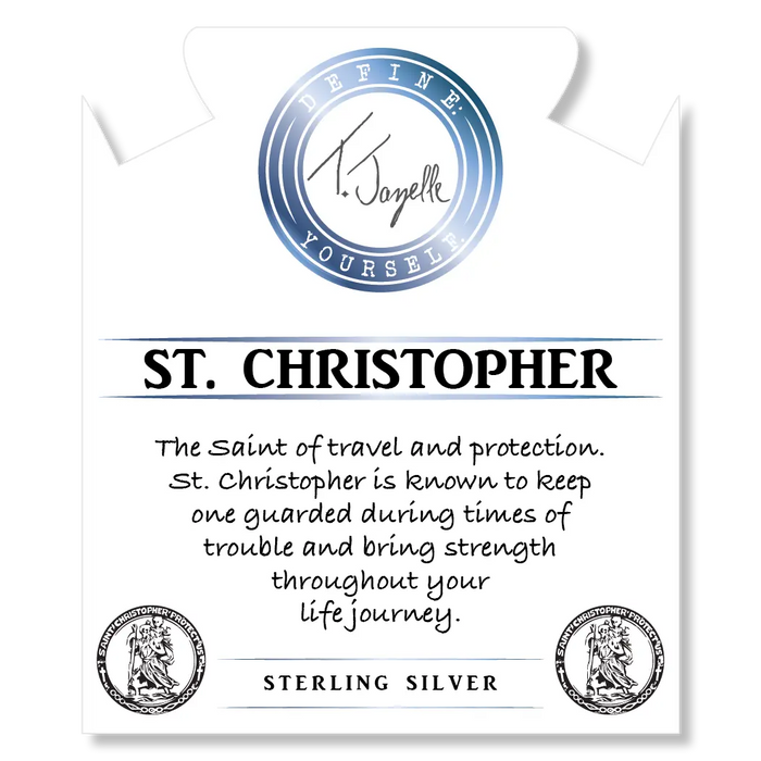 Amethyst Stone Bracelet with Saint Christopher Sterling Silver Charm