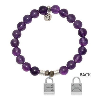 Amethyst Gemstone Bracelet with Unbreakable Sterling Silver Charm