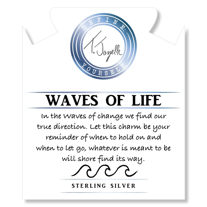 Amethyst Stone Bracelet with Waves of Life Sterling Silver Charm