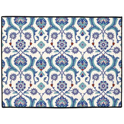 Antalya Ottoman Indoor/Outdoor Floor Mat Blue Cream Arabesque