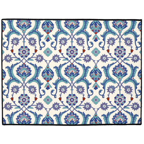 Antalya Ottoman Indoor/Outdoor Floor Mat Blue Cream Arabesque