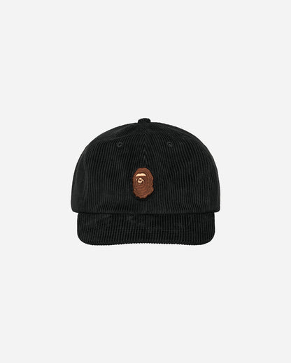 A Bathing Ape Ape Head Corduroy Cap M Black Hats Caps 1K80180004 BLACK