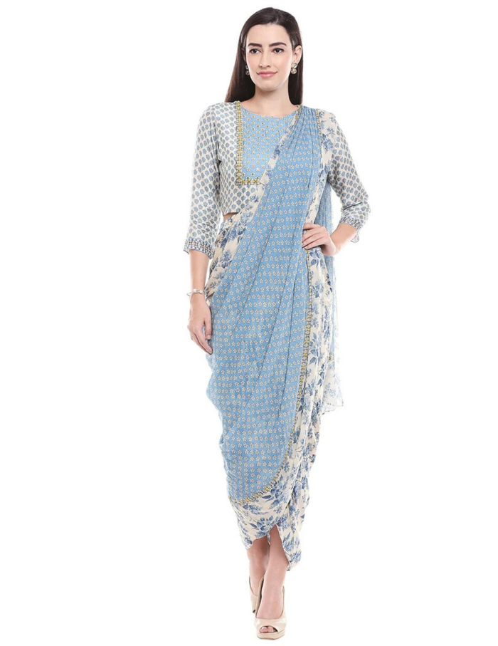 Applique Floral Drape Dress