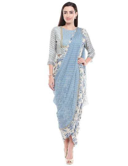 Applique Floral Drape Dress