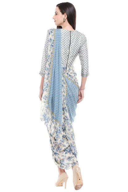Applique Floral Drape Dress