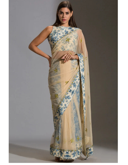 Applique Floral Pre-Stitched Saree