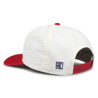Arkansas Original Circle snapback hat showing adjustable snap closure and The Game logo, rear view