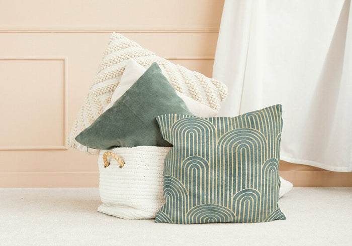 Art Deco Cotton Pillows Gatsby Curve Green Gold