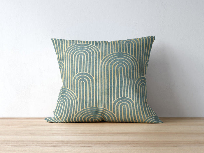 Art Deco Cotton Pillows Gatsby Curve Green Gold