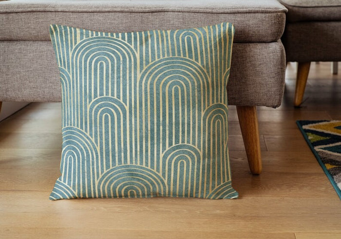 Art Deco Cotton Pillows Gatsby Curve Green Gold