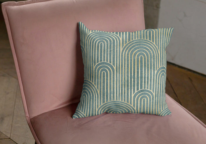 Art Deco Cotton Pillows Gatsby Curve Green Gold