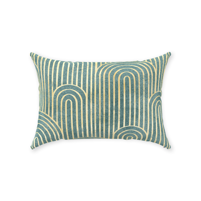 Art Deco Cotton Pillows Gatsby Curve Green Gold