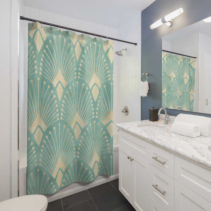 Art Deco Golden Mint Shower Curtain