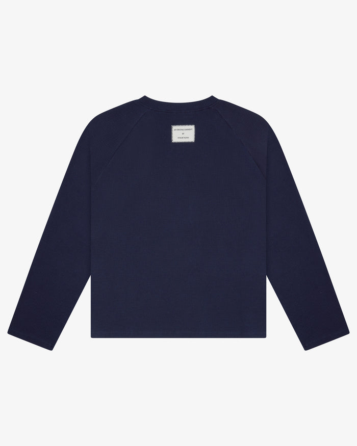 Asym Waffle Long Sleeve - Navy