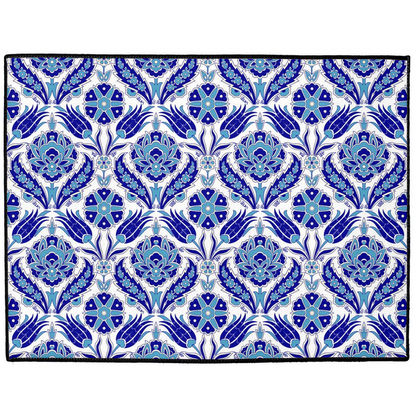 Azra Ottoman Indoor/Outdoor Floor Mat Blue White Arabesque