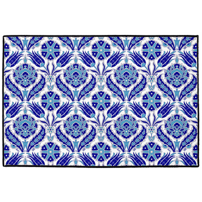 Azra Ottoman Indoor/Outdoor Floor Mat Blue White Arabesque