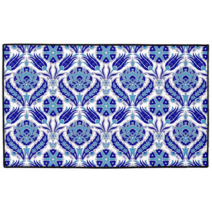Azra Ottoman Indoor/Outdoor Floor Mat Blue White Arabesque