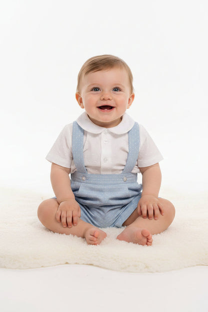 Baby Boys Dungaree Set - Sky - (12-24m) (PK6) BIS-2120-6142a