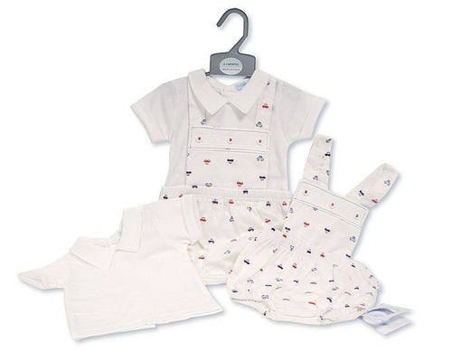 Baby Boys Short 2 Pieces Dungaree Set - Cars (0-6 Months) (PK6) Bis-2120-6183