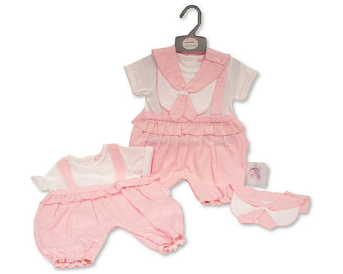 Baby Girls Long Romper with Bib - Sailor (NB-6 Months) (PK6) Bis-2120-6195
