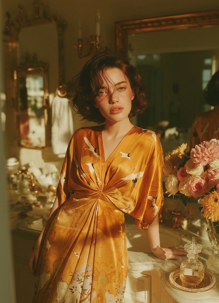 Bae Orange Satin Silk Dress