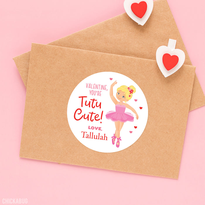 Ballerina Valentine's Day Stickers - Blonde