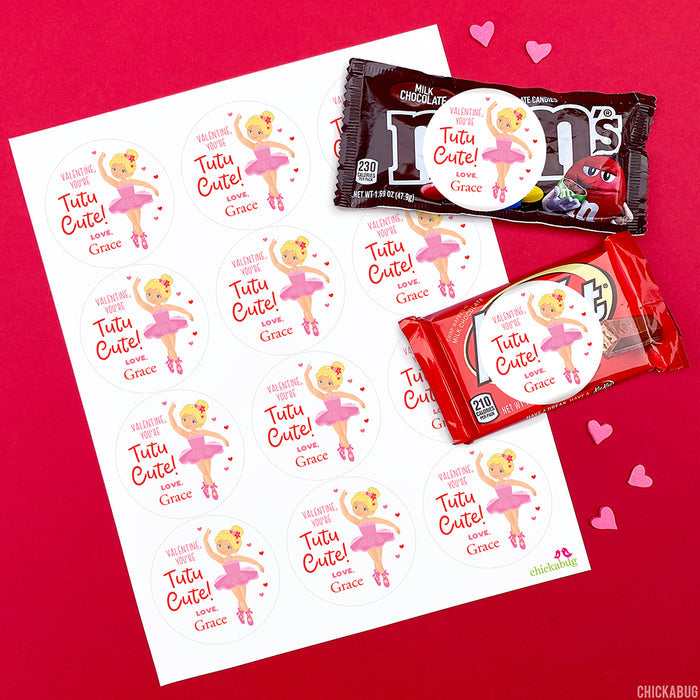 Ballerina Valentine's Day Stickers - Blonde