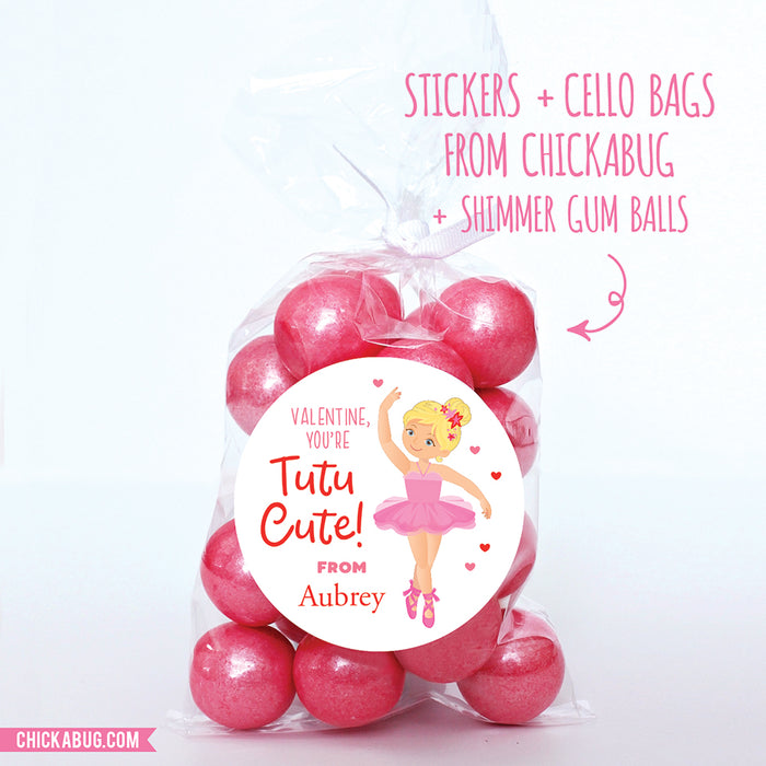 Ballerina Valentine's Day Stickers - Blonde