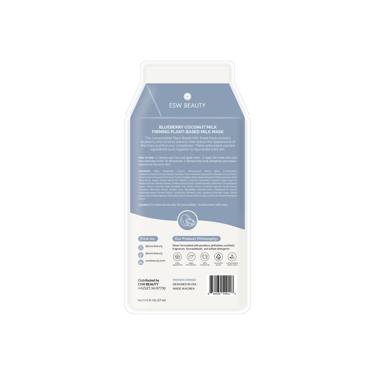 ESW BEAUTY - Blueberry Coconut Milk Firming Plant-Based Milk Mask