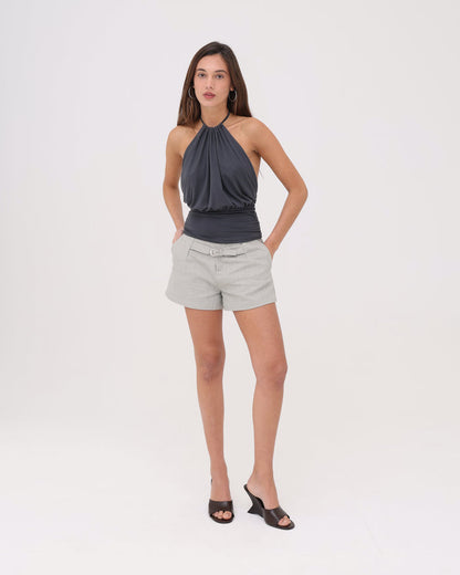 Belted Micro Short - Washed Grey