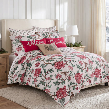 Berry Bloom Embroidered Tree Linen Pillow 14x18