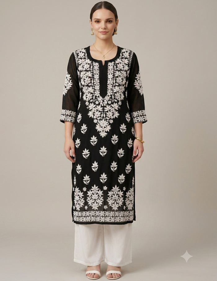 Black Chikankari Kurti