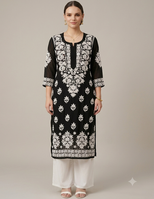 Black Chikankari Kurti