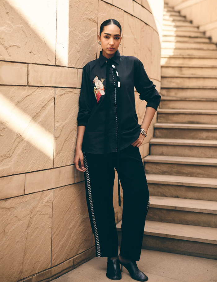 Black embroidered shirt Singapore