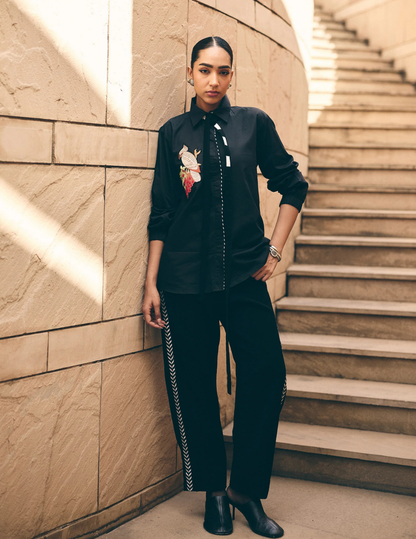 Black embroidered shirt Singapore