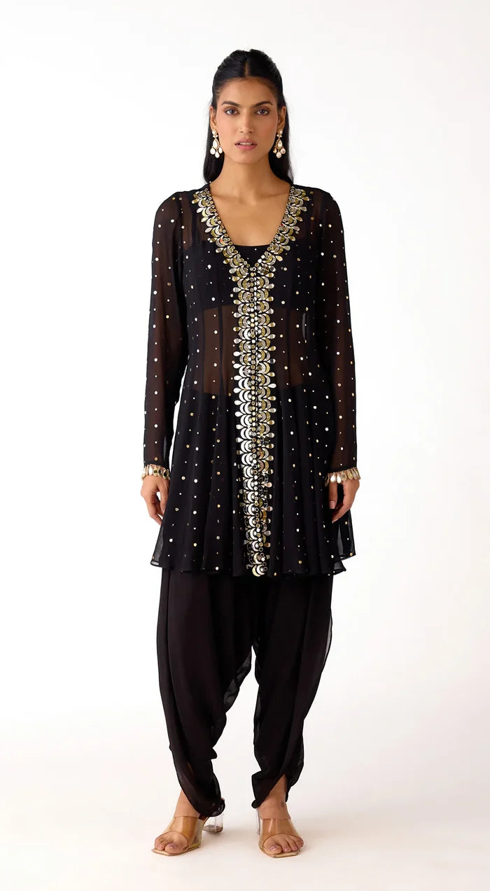 Black festive dhoti kurti set