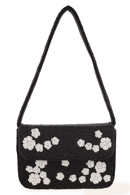 Black Rose Beaded Purse