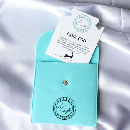 Blue Aquamarine Stone Bracelet with Cape Cod Coin Sterling Silver Charm
