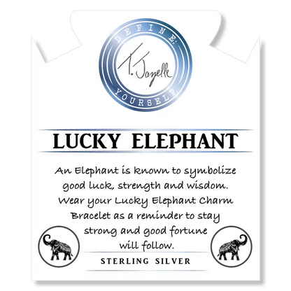 Blue Aquamarine Stone Bracelet with Lucky Elephant Sterling Silver Charm