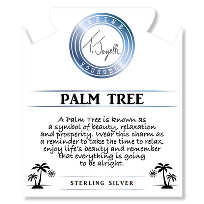 Blue Aquamarine Stone Bracelet with Palm Tree Sterling Silver Charm