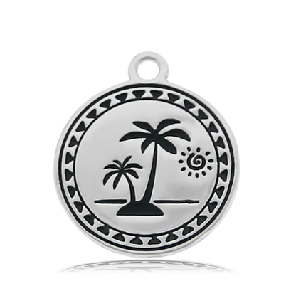 Blue Aquamarine Stone Bracelet with Palm Tree Sterling Silver Charm