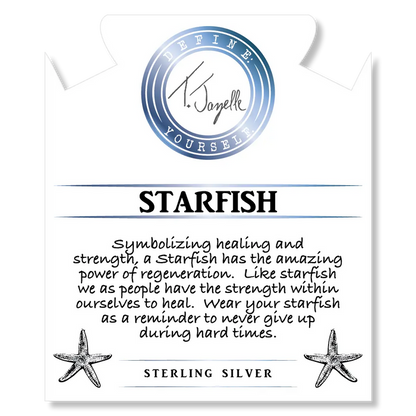 Blue Aquamarine Stone Bracelet with Starfish Sterling Silver Charm