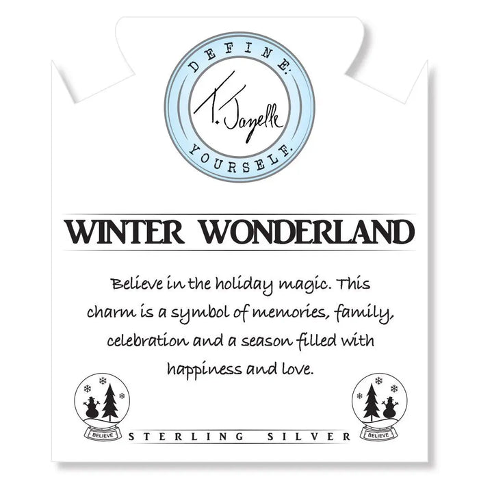 Blue Quartzite Stone Bracelet with Winter Wonderland Sterling Silver Charm