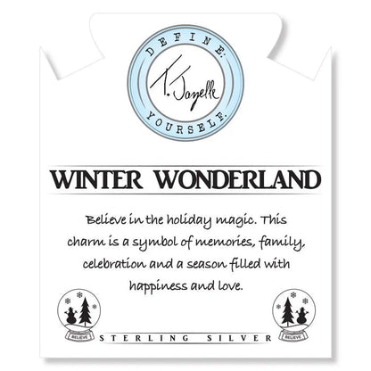 Blue Quartzite Stone Bracelet with Winter Wonderland Sterling Silver Charm