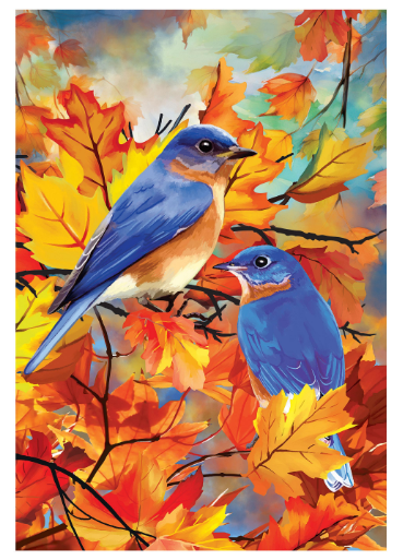 Bluebirds Among the Leaves Flag