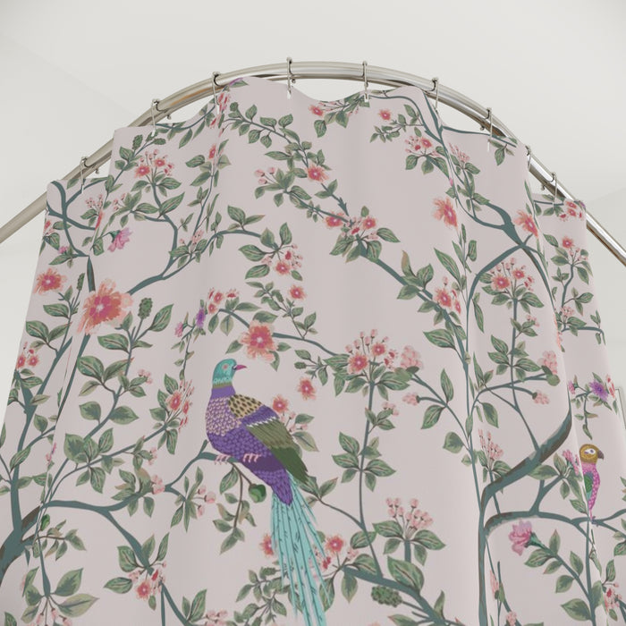 Blush Pink Chinoiserie Garden Shower Curtain