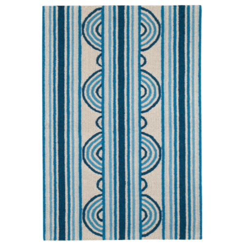 Bohemian Button Blue Coastal Wool Rug