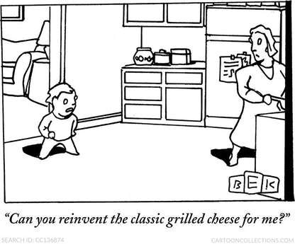 Bruce Eric Kaplan Tea Towels - "Can you reinvent the classic grilled cheese for me?"